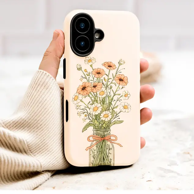 Oppo Reno4 Rustic Wildflower Daisy Bouquet Jar Illustration S S Phone Case