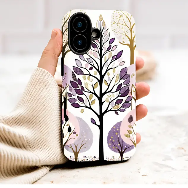 Oppo Reno5 5G Artistic Purple Tree Forest Botanical Illustration S S Phone Case