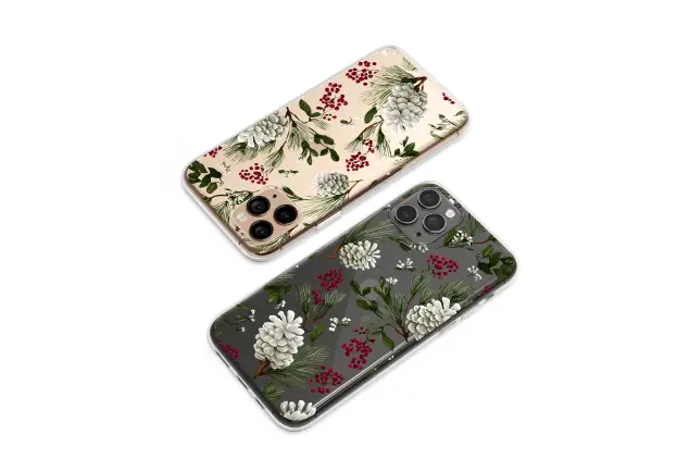 Oppo Reno5 5G Clear Clear Glitch Art Pine Cone Berry Winter Pattern Mini S S Phone Case