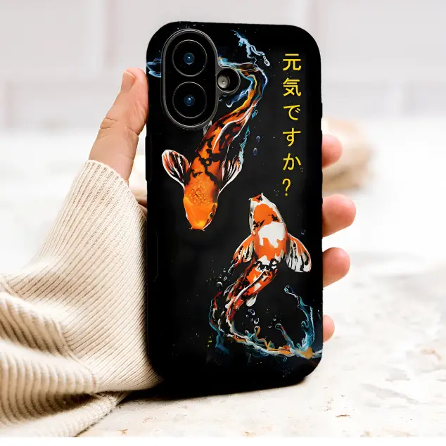 Oppo Reno5 5G Japanese Koi Fish Ink Splash Art with Kanji Script S S Phone Case