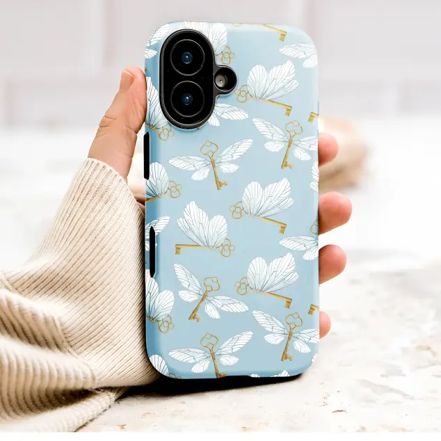 Oppo Reno5 5G Magical Winged Keys Light Blue Fantasy Pattern Mini S S Phone Case