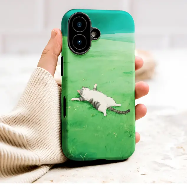 Oppo Reno8 Lite Anime Style Sleeping Cat in Green Grass Mini S S Phone Case