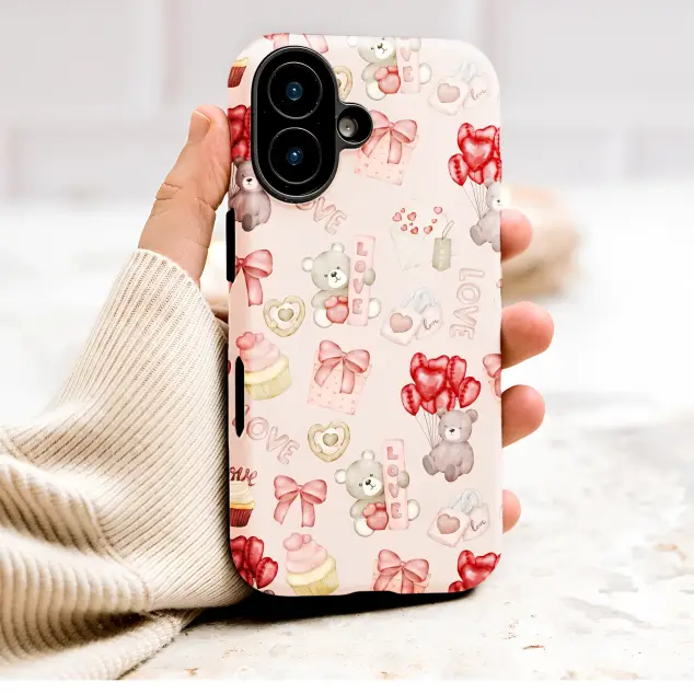 Oppo Reno8 Lite Valentine Teddy Bear Love Heart Pattern Mini S S Phone Case