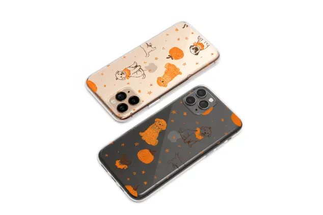 Oppo Reno8 Pro Clear Clear Glitchy Halloween Dogs and Pumpkin Pattern S S Phone Case