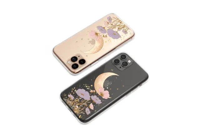 Oppo Reno8 Pro Clear Clear Gold Celestial Moon And Starry Wildflowers S S Phone Case