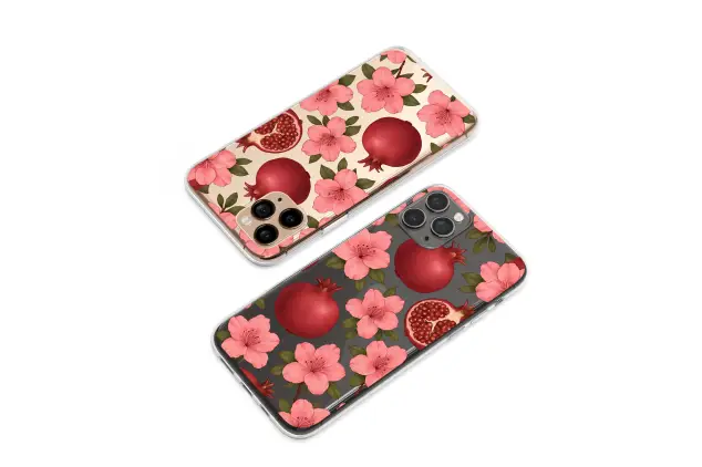 Oppo Reno8 Pro Clear Clear Pomegranate Floral Pattern with Botanical Glitch Art S S Phone Case