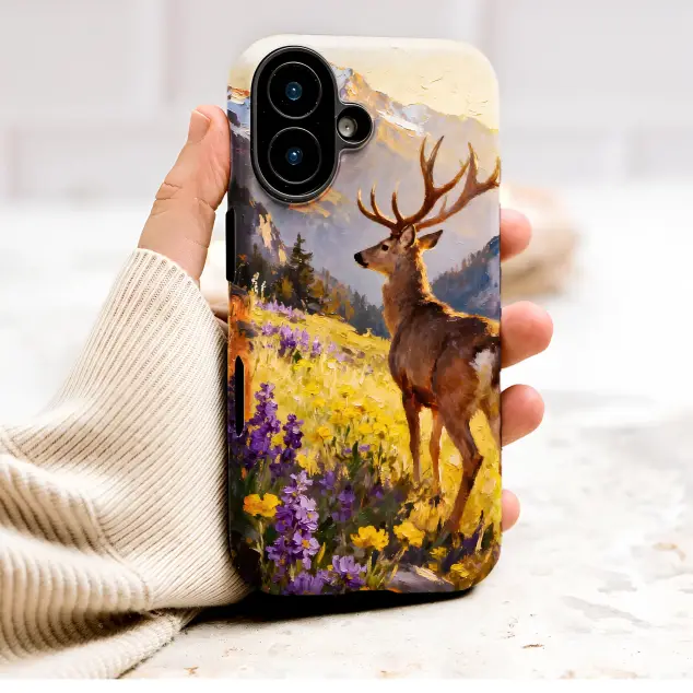 Oppo Reno8 Pro Impressionist Mountain Deer Art Rustic Wildlife Painting S S Phone Case