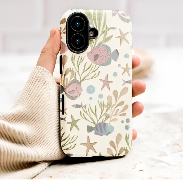 Oppo Reno8 Pro Watercolor Ocean Life Pattern with Fish and Seaweed S S Phone Case