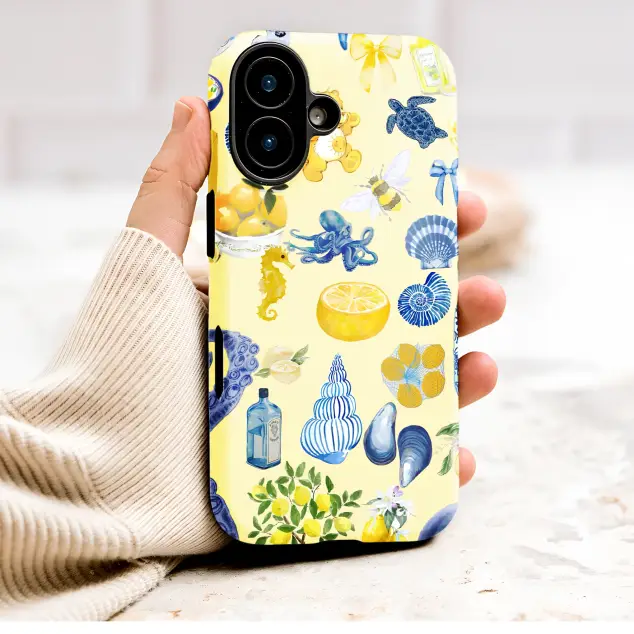 Oppo Reno8 Pro Whimsical Coastal Lemon and Ocean Collage Mini S S Phone Case