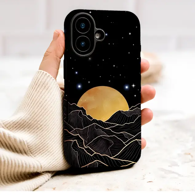 Oppo Reno8 Celestial Moon Mountain Gold Line Art Design Mini S S Phone Case