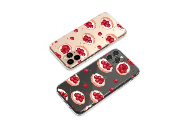 Oppo Reno8 Clear Clear Glitch Art Cherry Tart Colorful Abstract Pattern S S Phone Case