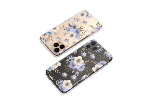 Oppo Reno8 Clear Clear Glitch Floral Anemone Art Pastel Blue Botanical Pattern S S Phone Case