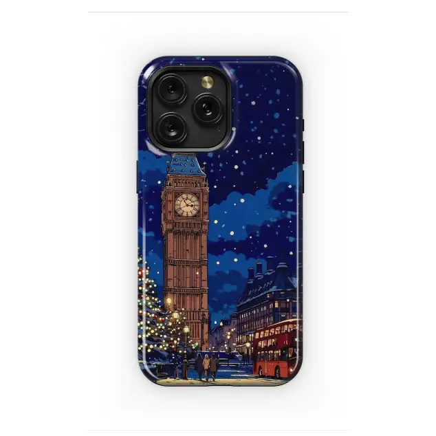 Oppo Reno8 Snowy London Christmas Big Ben Winter Night Illustration Phone Case