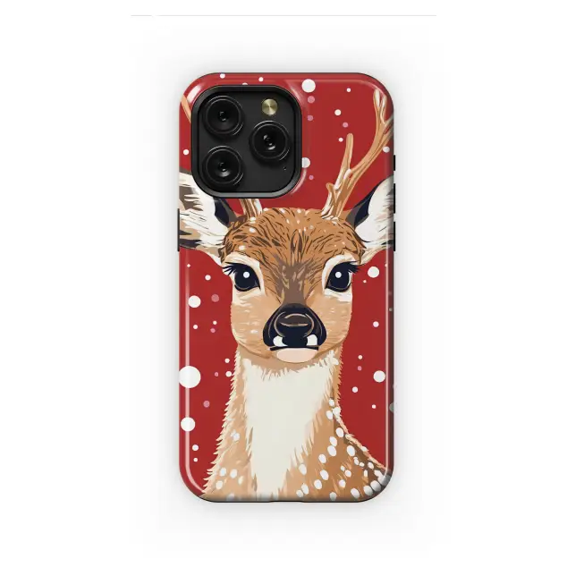 Samsung Galaxy A11 Festive Fawn in Falling Snow Phone Case
