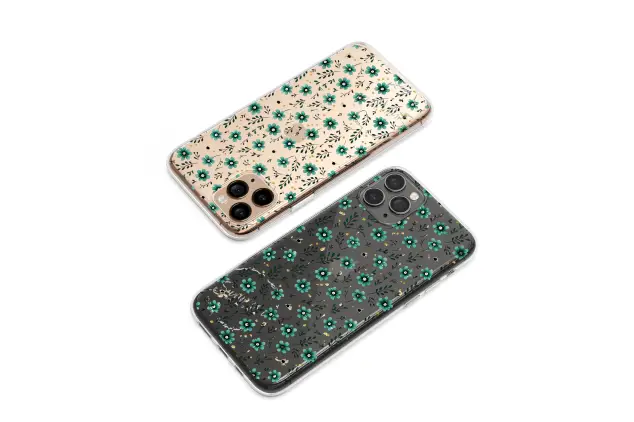 Samsung Galaxy A12 Clear Midnight Glitch Garden Teal Bloom Phone Case