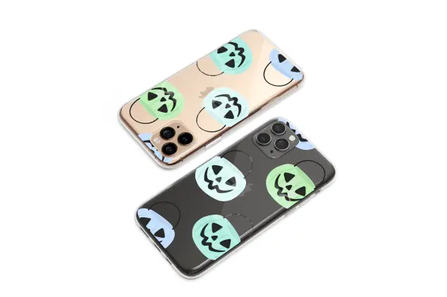 Samsung Galaxy A14 5G Clear Pastel Glowing Pumpkin Pails Art Phone Case