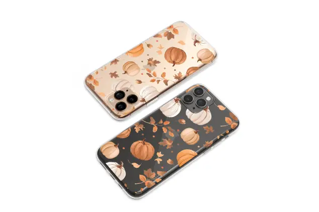 Samsung Galaxy A14 Clear Cozy Autumn Pumpkin Patch Art Phone Case