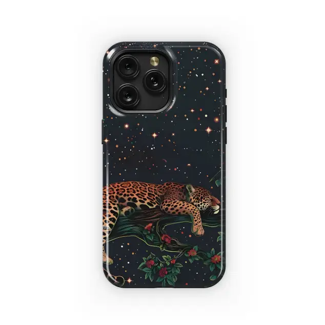 Samsung Galaxy A15 5G Cosmic Leopard's Starry Slumber Phone Case