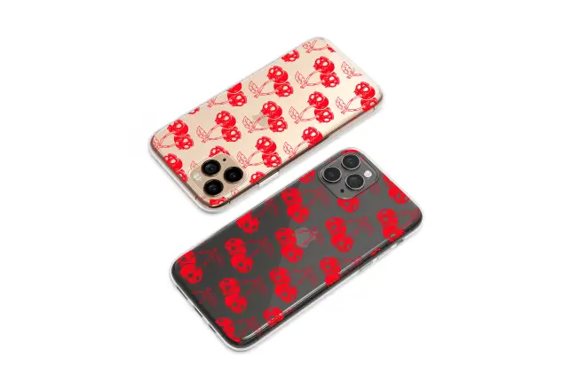 Samsung Galaxy A25 Clear Sinister Sweet Cherry Skulls Phone Case