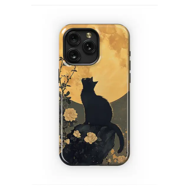 Samsung Galaxy A30s Mystical Night Flower Moon Black Cat Phone Case