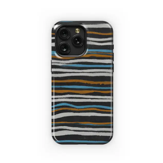 Samsung Galaxy A32 5G Aboriginal Textile Striped Figures Linen Tweed Textured Navy Phone Case