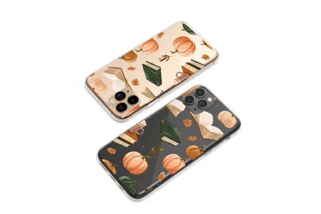 Samsung Galaxy A33 5G Clear Cozy Autumn Library & Pumpkins Phone Case