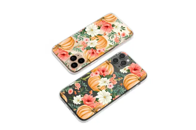 Samsung Galaxy A42 5G Clear Cozy Autumn Floral Pumpkin Patch Phone Case