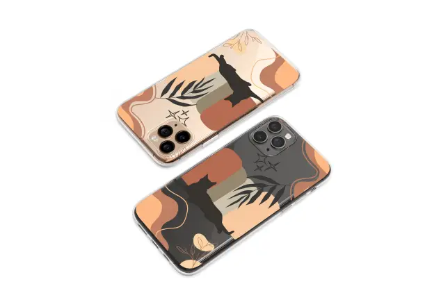 Samsung Galaxy A51 5G Clear Shadow Cat in a Terracotta Dream Phone Case