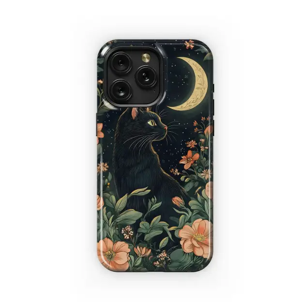 Samsung Galaxy A6 2018 Black Cat Moon Garden Phone Case