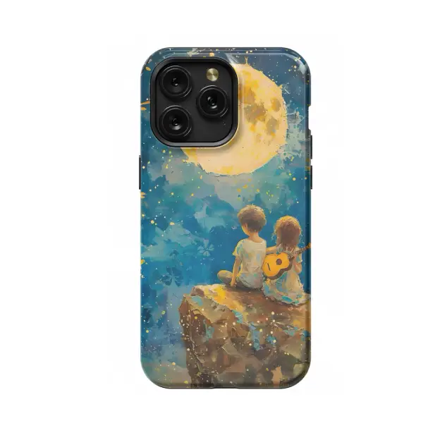 Samsung Galaxy A70 Kid Couple at Mountain Dreams Moon Sky Phone Case