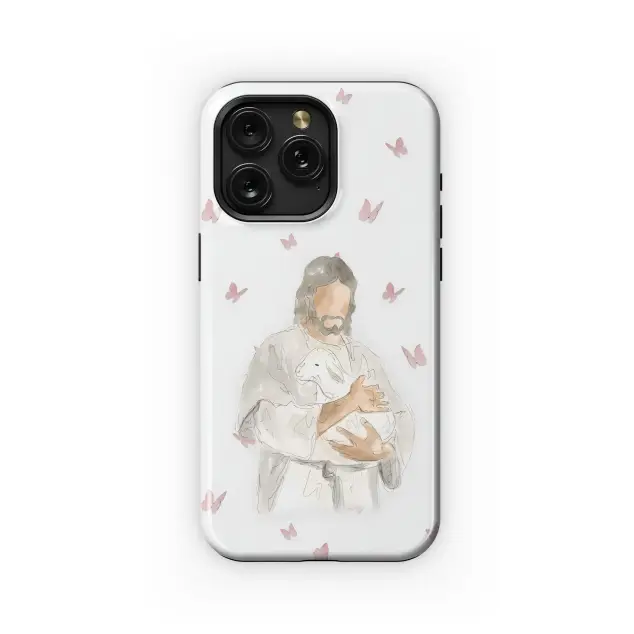 Samsung Galaxy A72 5G Jesus, Lamb, and Butterflies Phone Case
