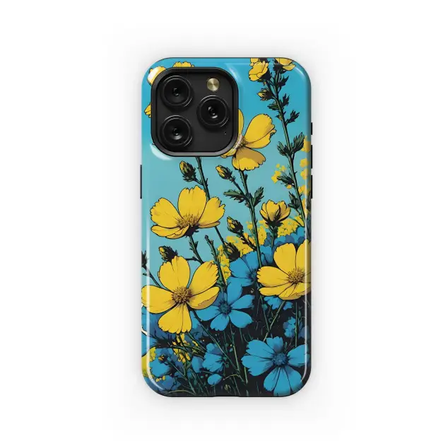 Samsung Galaxy A72 Golden Blooms, Azure Sky Phone Case