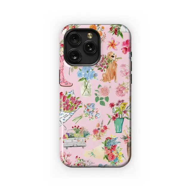 Samsung Galaxy J6 2018 Floral Doggy Delight Phone Case