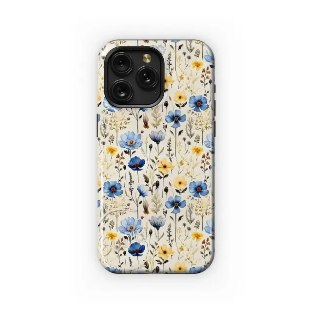 Samsung Galaxy M11 Blue and Yellow Floral Delight Phone Case