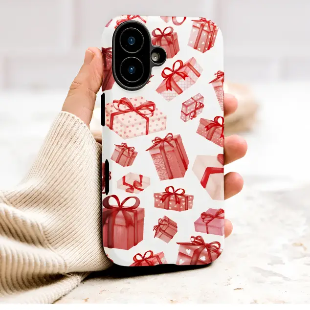 Samsung Galaxy Note 10 5G Watercolor Red Present Pattern Cute Gift Box Design S S Phone Case