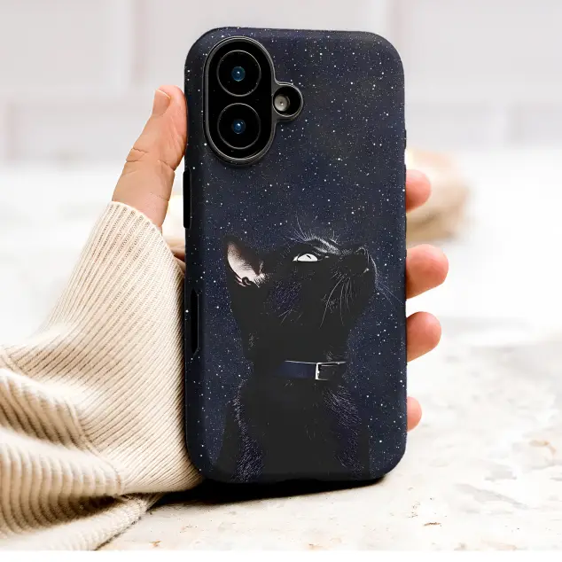 Samsung Galaxy Note 10 Plus Celestial Black Cat Starry Night Graphic Mini S S Phone Case