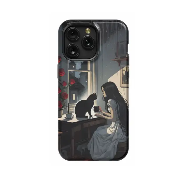 Samsung Galaxy Note 20 5G Aesthetic Night Black Cat with Woman Phone Case