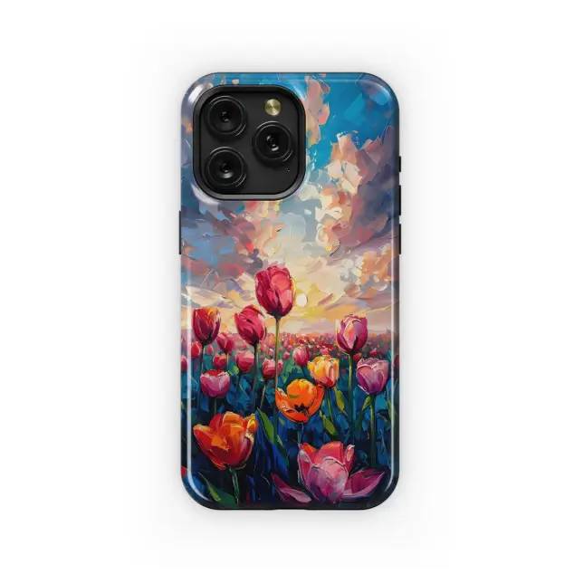 Samsung Galaxy S10 Plus Cute Tulip Landscape Flower Sky Drawing Phone Case