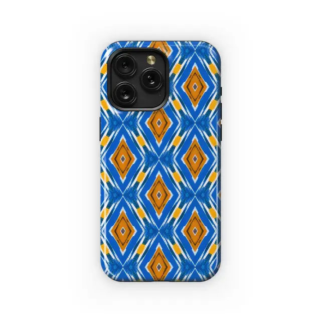 Samsung Galaxy S21 5G Blue and Golden Diamond Geometric Phone Case