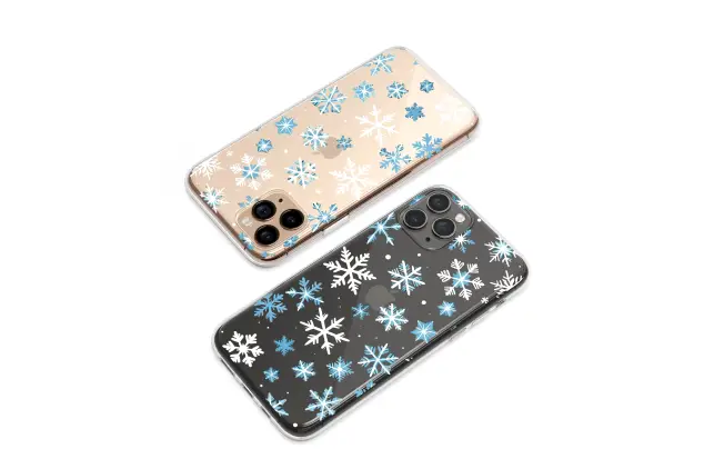 Samsung Galaxy S21 5G Clear Midnight Frost Snowflake Cascade Art Phone Case