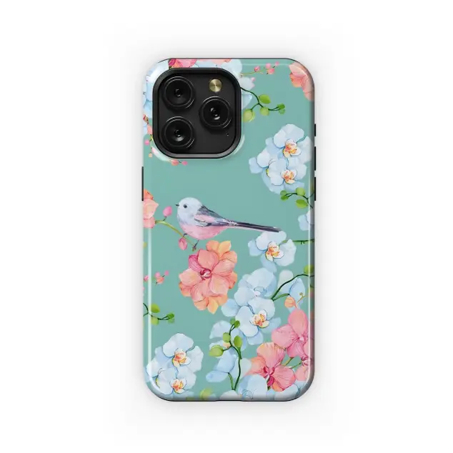 Samsung Galaxy S21 Fan Edition Orchid Floral Bird Design Phone Case