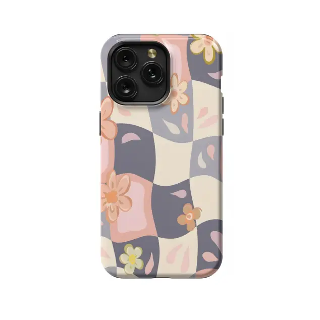 Samsung Galaxy S21 Ultra 5G Groovy Floral Pastel Checkered Phone Case