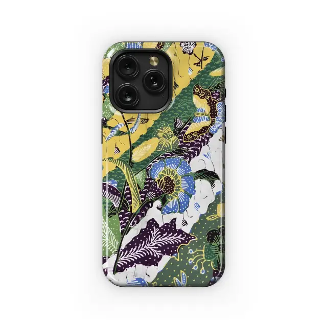 Samsung Galaxy S22 Ultra Cirebon Batik Green Yellow Phone Case