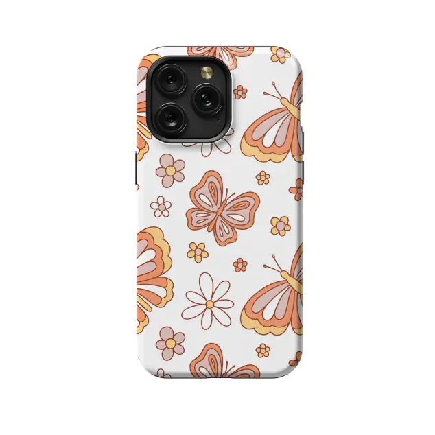 Samsung Galaxy S23 FE Retro Groovy Butterflies and Daisy Phone Case