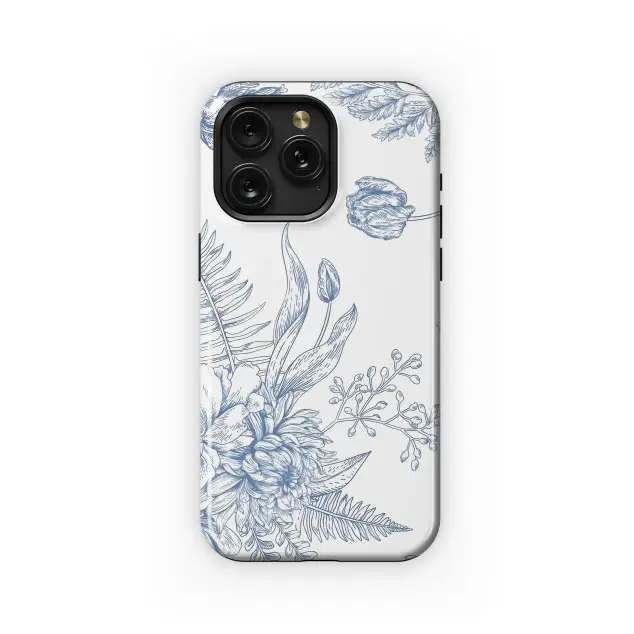 Samsung Galaxy S23 Fan Edition Blue Floral Bouquet Design Phone Case