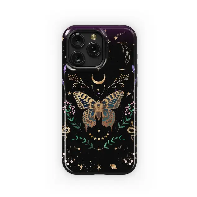 Samsung Galaxy S23 Fan Edition Golden Butterfly Celestial Night Design Phone Case
