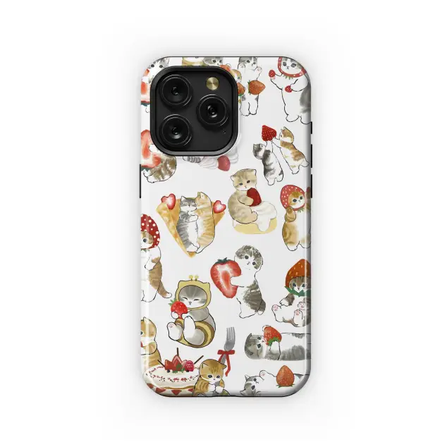 Samsung Galaxy S25 Ultra Drawed Funny Cute Strawberry Cat Phone Case