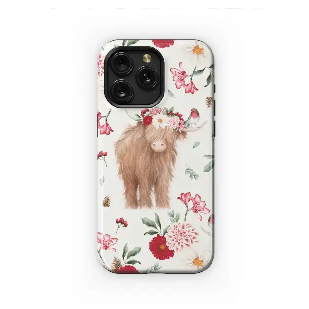 Samsung Galaxy S8 Highland Cows Whimsical Winter Garden Phone Case