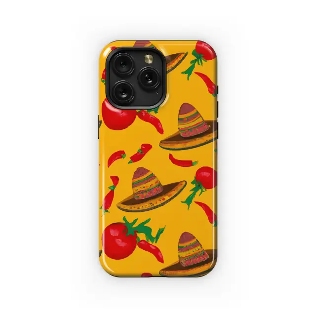 Samsung Galaxy S8 Mexican Hat with Tomatoes Jalapenos Surreal Yellow Phone Case