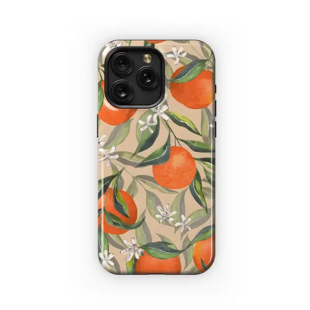 Samsung Galaxy S9 Plus Watercolor Tangerine Leaves Phone Case